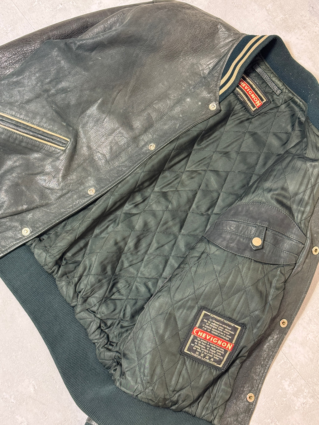 Vintage Chevignon skinn-bomberjakke